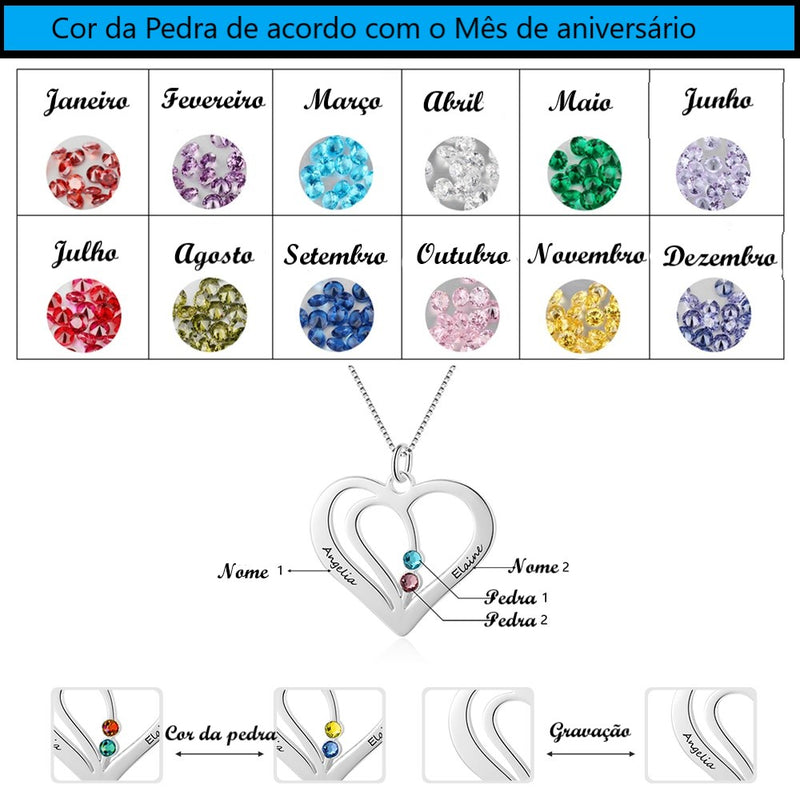 Colar Dois Corações Personalizados