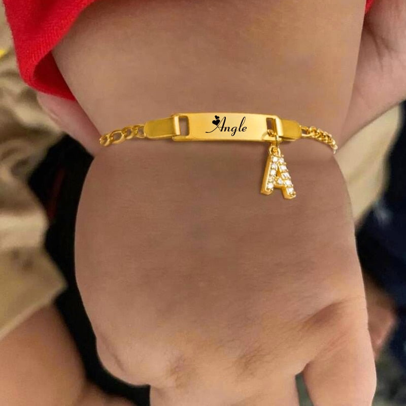 Pulseira Com Nome Personalizado Com Iniciais Para Bebês e Crianças